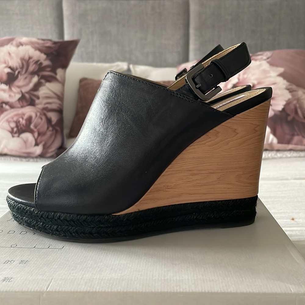 Geox Black Wedge Sandals
